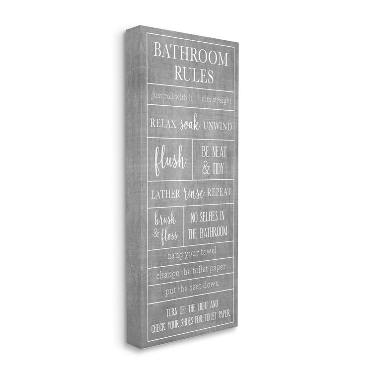 Stupell Industries Varied Bathroom Rules Canvas Wall Art By Natalie